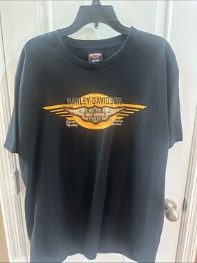 Harley-Davidson Black T-Shirt with Orange Winged Logo